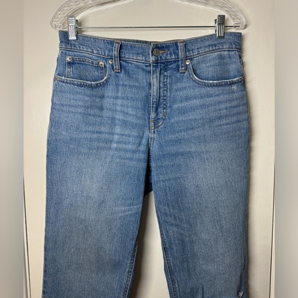J. Crew High Rise 90s Classic Straight Distressed Blue Jeans in Rouses Wash 27 - Picture 4 of 16